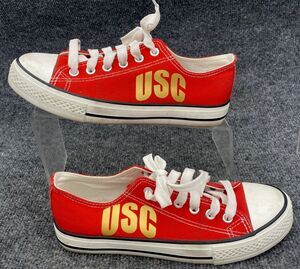 USC Trojans Men's Canvas Sneakers Size 6 Red Gold E-LOV Low Top Shoes NCAA Fans